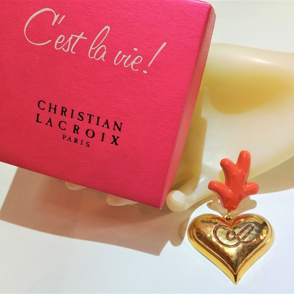 Vintage Christian Lacroix Flaming Heart Brooch